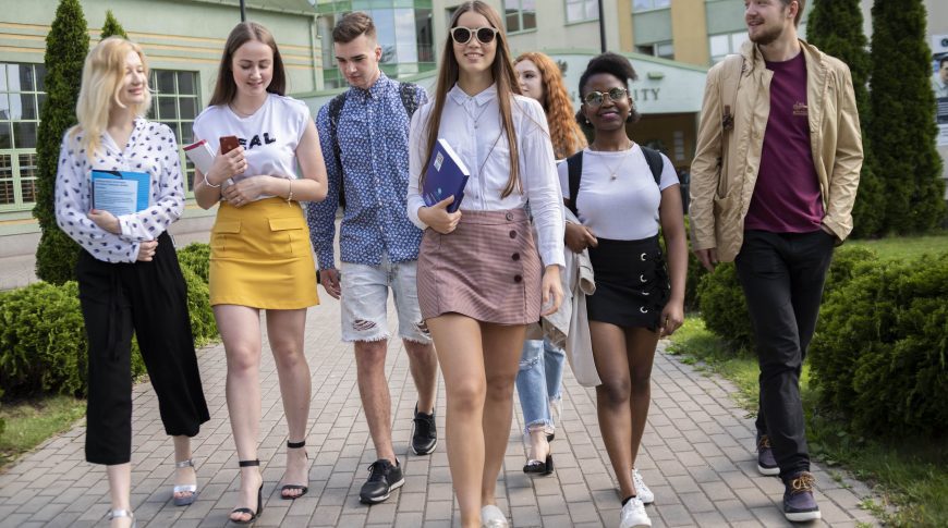 grupa, studenci, vistula, uniwersytet, budynek