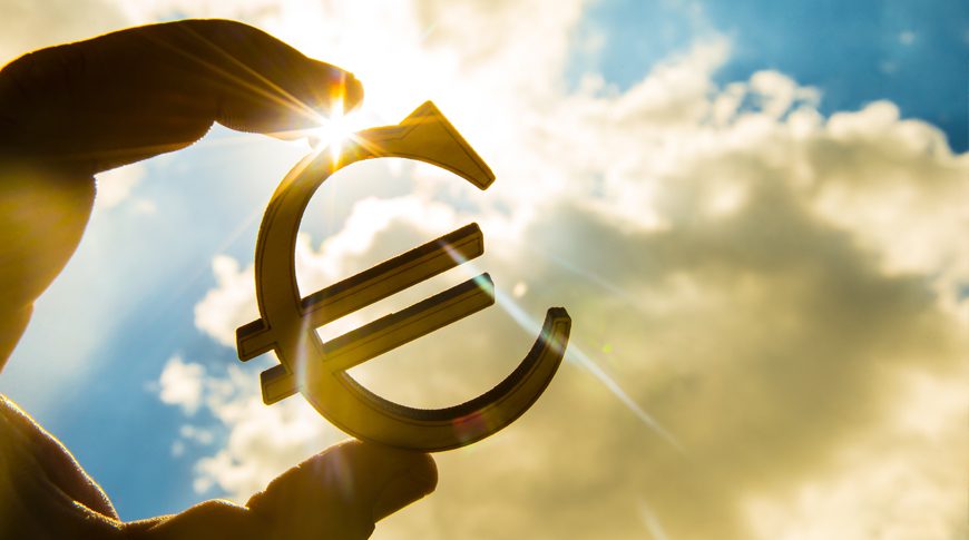euro, waluta, niebo, chmury