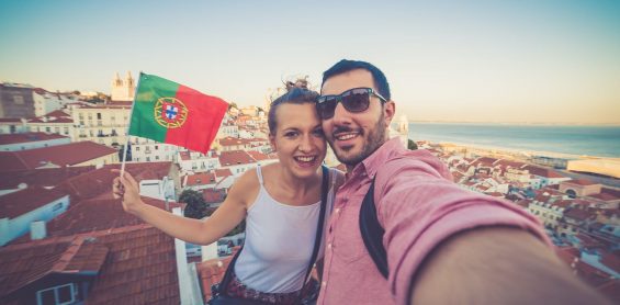 Erasmus, para, Portugalia, selfie, miasto
